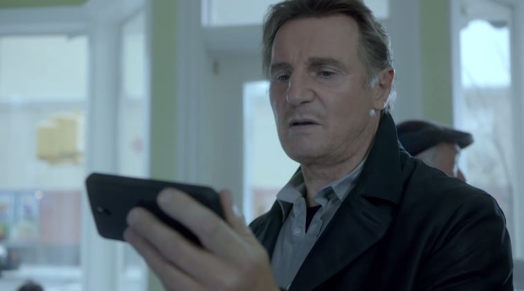 Actor Liam Neeson in the Clash of Clans Super Bowl ad