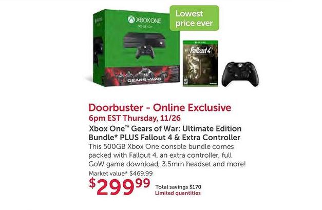 Arashigaoka verhaal Verbergen Xbox One With Fallout 4, Gears of War, Extra Controller for $300 on Black  Friday - GameSpot