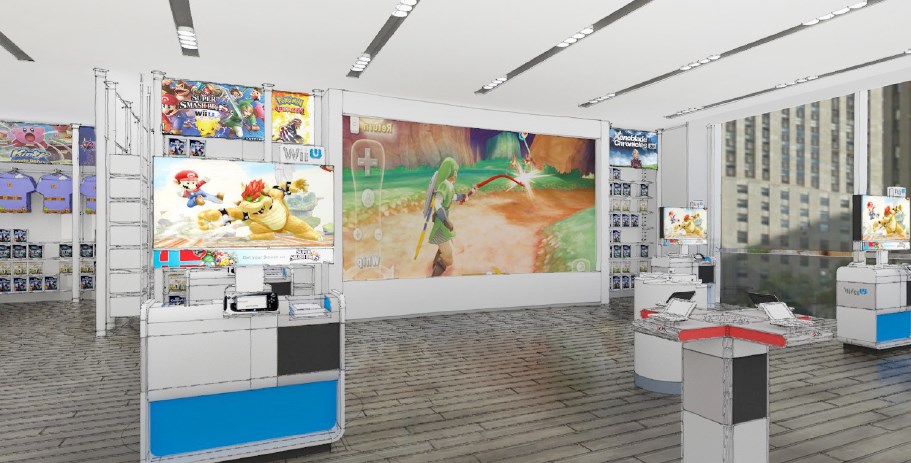 An artist's rendering of the new Nintendo World Store design
