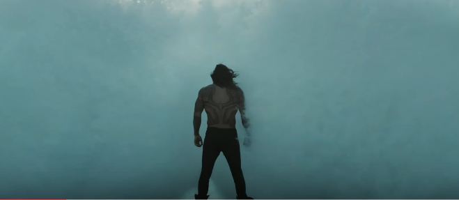 Jason Momoa as Aquaman in the Justice League trailer