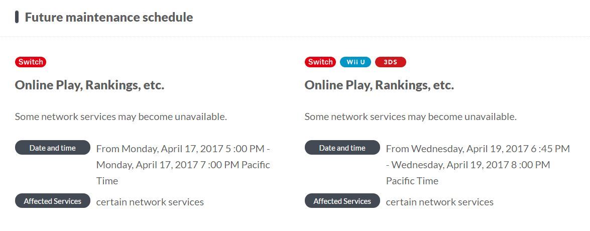 Switch Server Coming Up, Here's When For How Long -