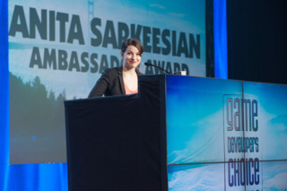In 2014 Anita Sarkeesian received the GDC Ambassador Award for her work uncovering gender issues in games. [Image: GDC Flickr]
