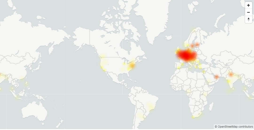 Outage map from Down Detector
