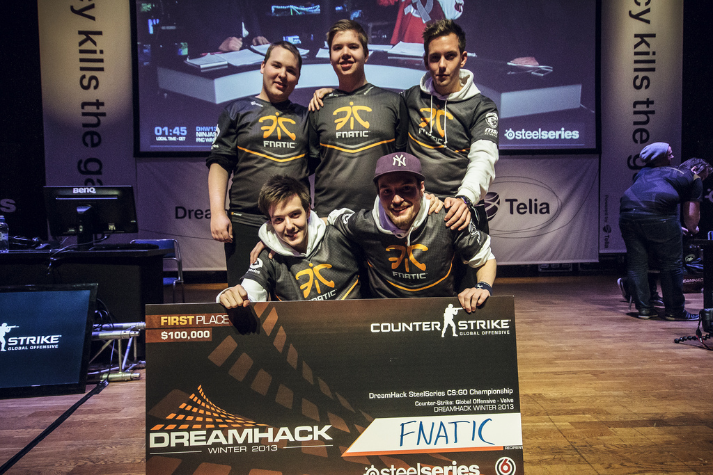 Fnatic after claiming the last Dreamhack SteelSeries CS:GO Championship title. Photo Credit: Dreamhack 