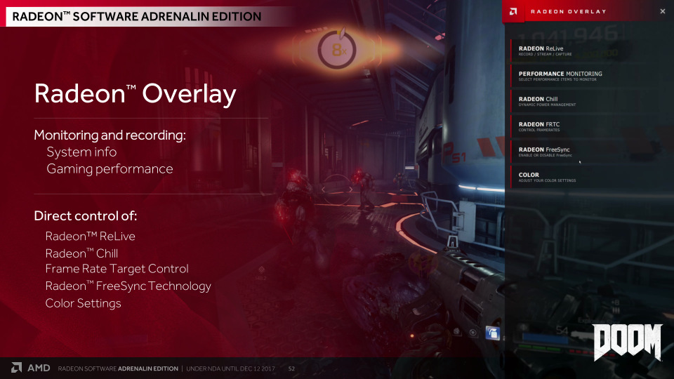 The new Radeon Overlay in AMD's new Adrenalin Edition software for Radeon graphics cards.