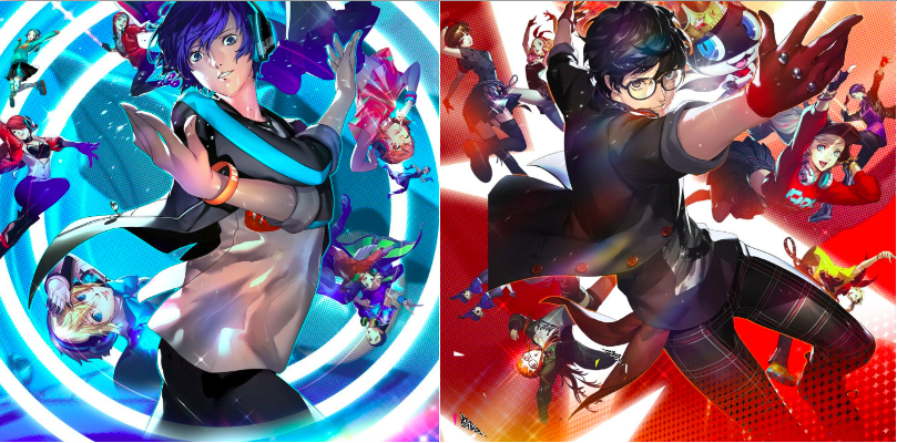 Cover art for both Persona 3: Dancing Moon Night and Persona 5: Dancing Star Night.