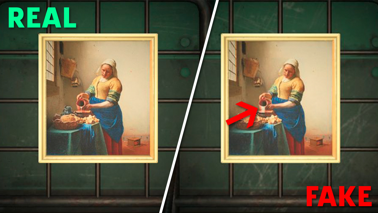The real quaint painting vs. the fake one.