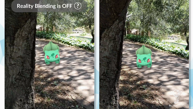 Pokemon Go with and without Reality Blending