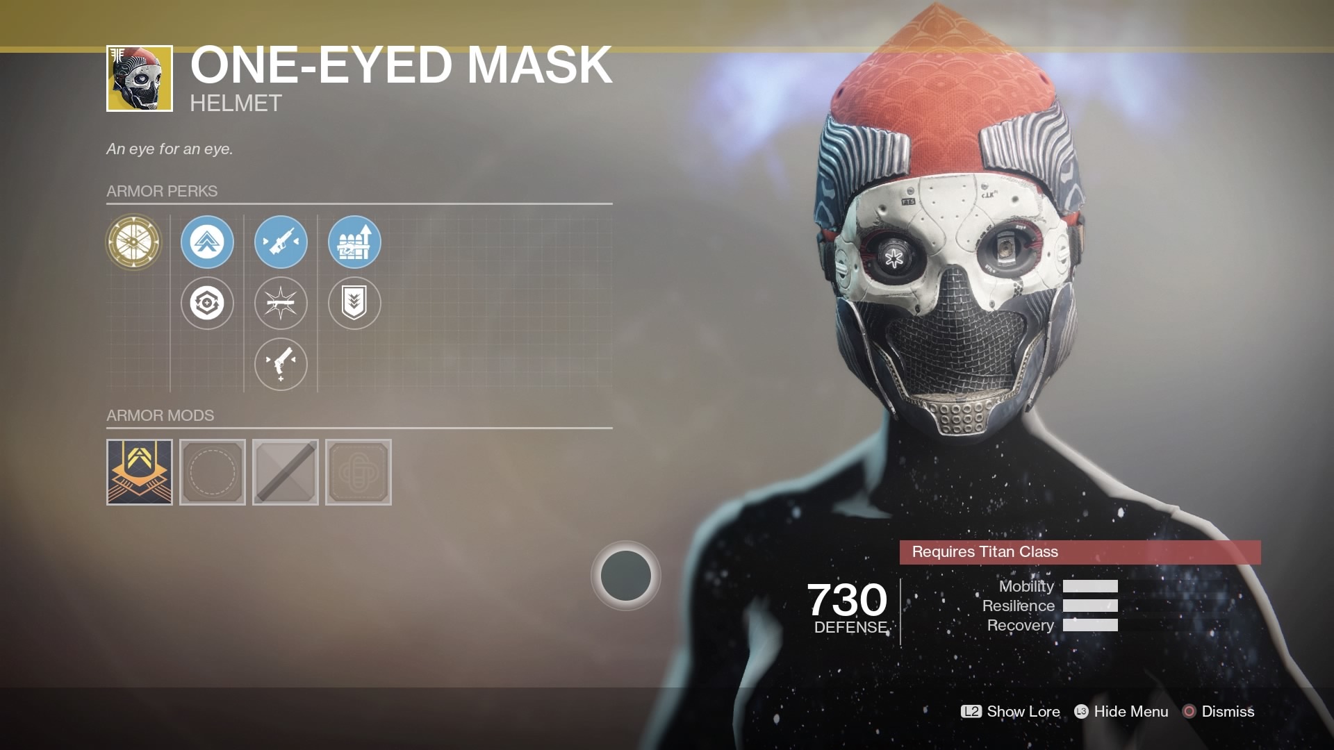 Dark eyed перевод. One eyed Mask. Destiny 2 one eyed Mask. Xur Mask.