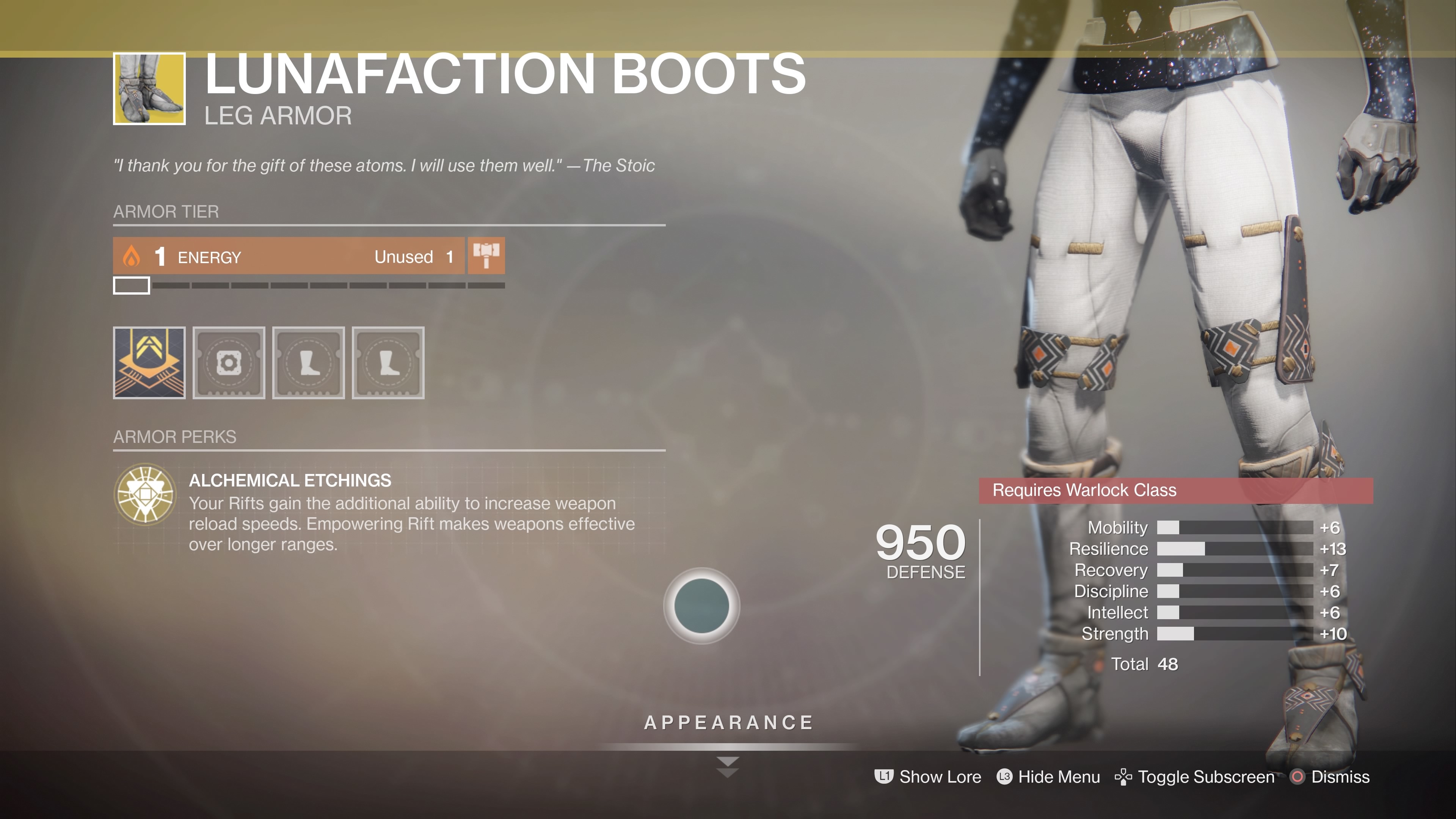 Lunafaction Boots are a perfect pairing with the Warlock Well of Radiance S...