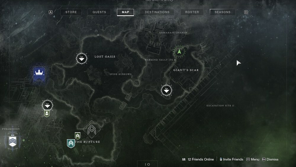 Xur hangs out in a cave on the north end of Giant's Scar, near where Taken enemies spawn.