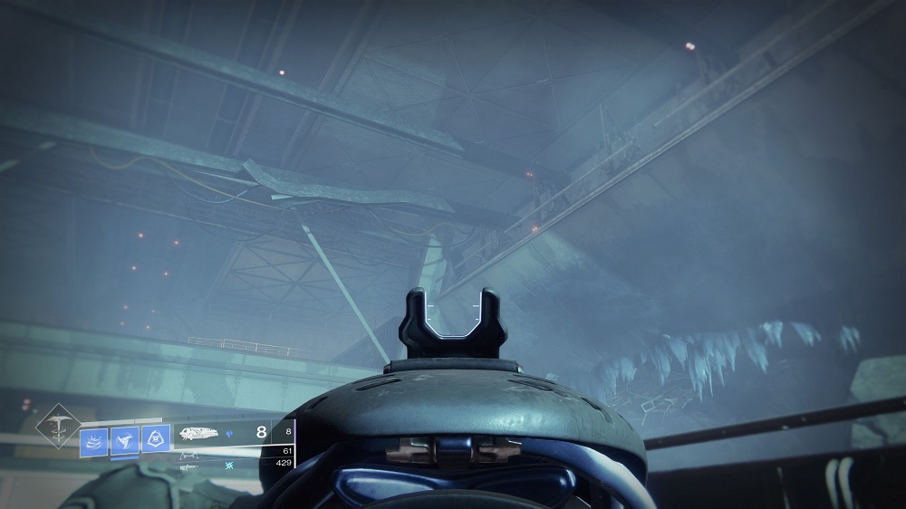 When you hit the Vex Cyclops, check the corner of the room to find the Shard behind some scaffolding.