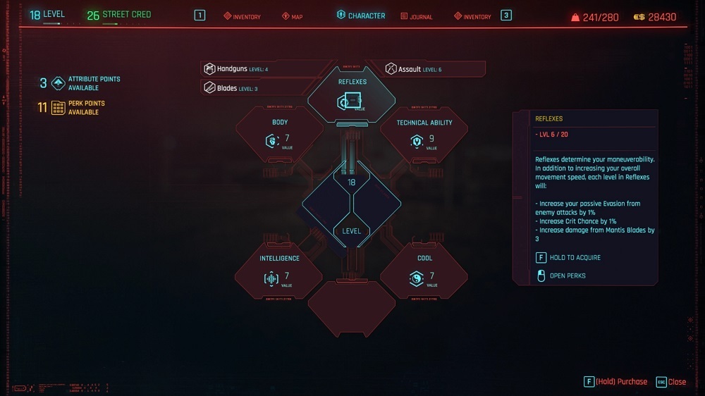 Save some Attribute Points to help you unlock conversation options and pathways during missions--but spend your Perk Points when you get them.