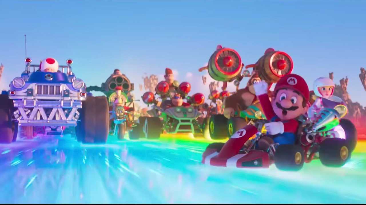 New Super Mario Movie Poster Races Down Rainbow Road - GameSpot