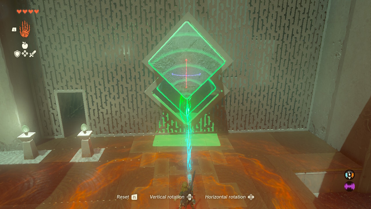 From the main room, move the block across this wall as if it were two connected diamonds.