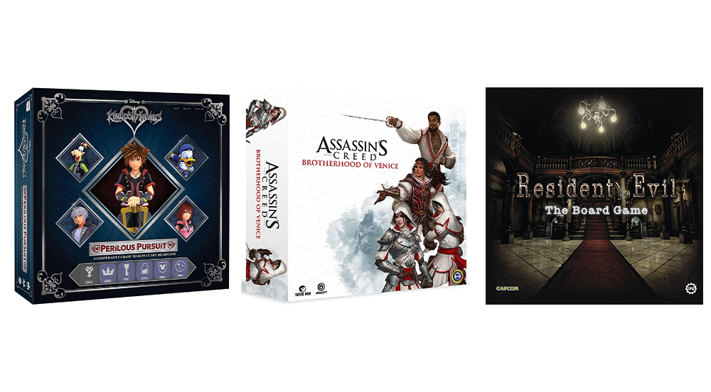 Kingdom Hearts: Perilous Pursuit, Assassin's Creed: Brotherhood of Venice, and Resident Evil: The Board Game