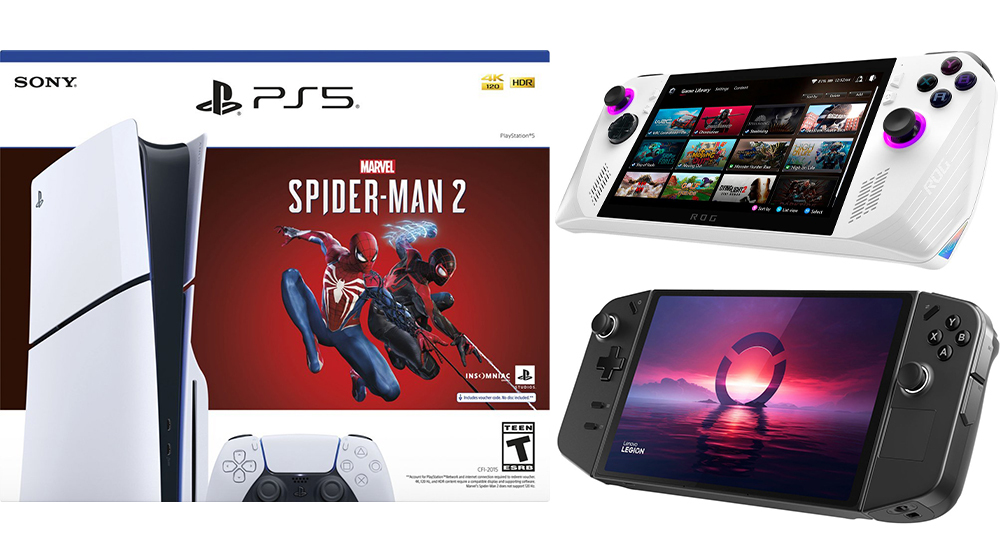 Paquete PS5 Slim + Marvel's Spider-Man 2, Asus ROG Ally, Lenovo Legion Go