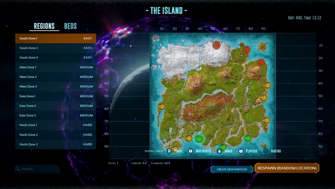 The Island presents you with several spawn points.