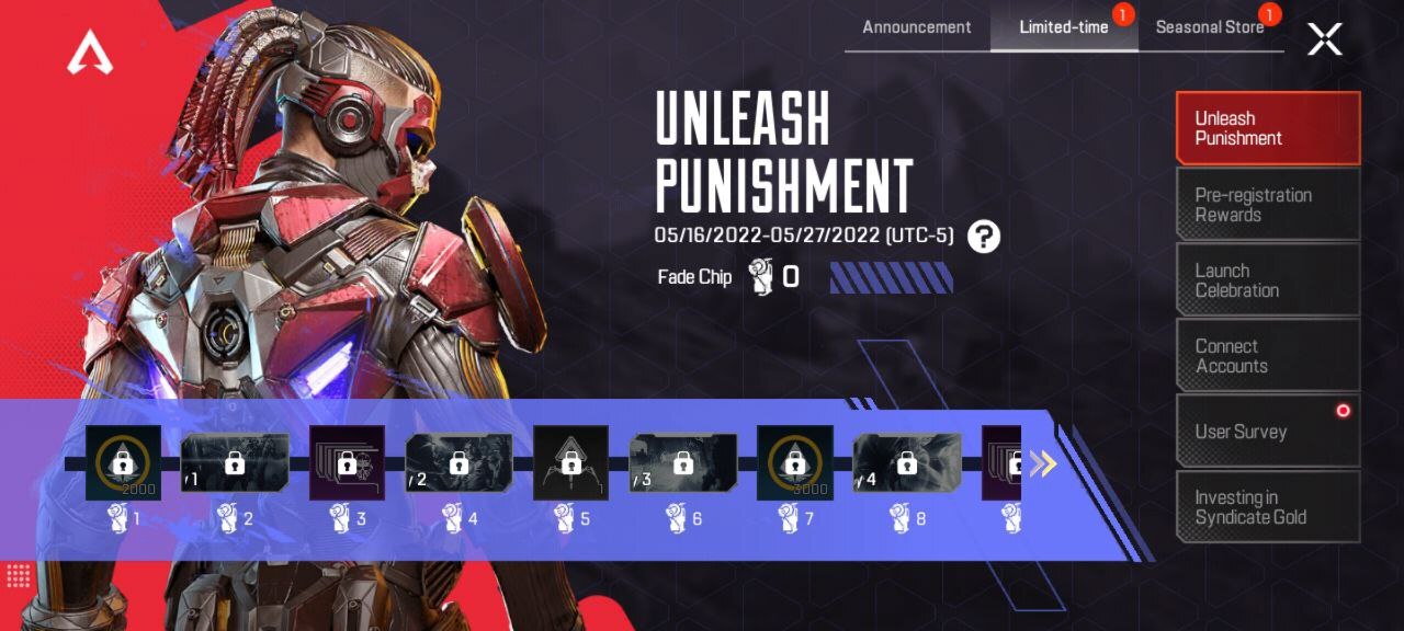 The Unleash Punishment event, as seen in Apex Legends Mobile.