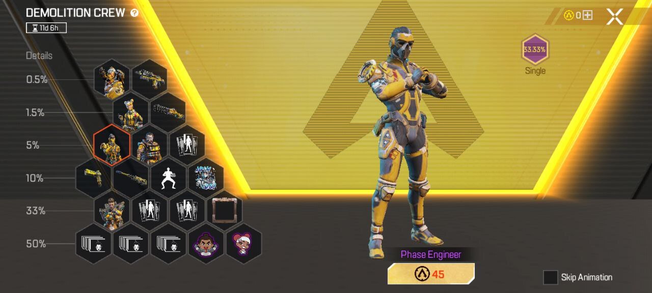 The Demolition Crew Arsenal Drop page, featuring Fade's Phase Engineer skin