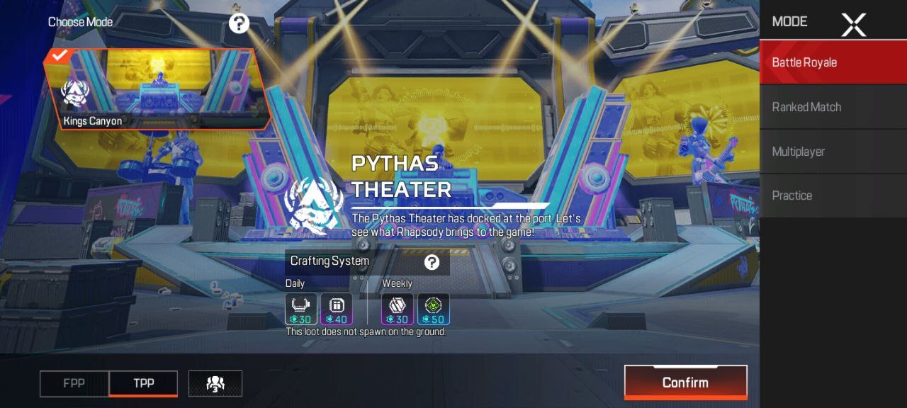 The Pythas Theater POI drops loot while Rhapsody drops beats.