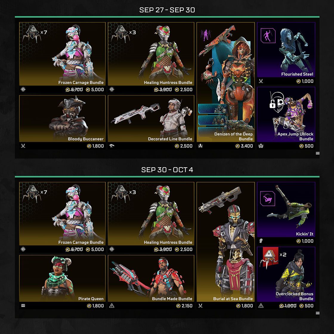 The second set of store bundles available during the event