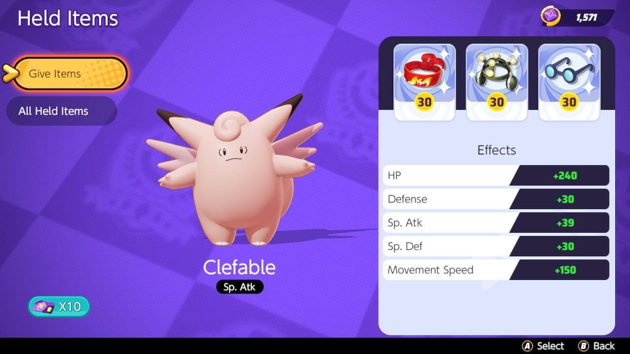 The Best Held Items for Clefable and the stats they increase.