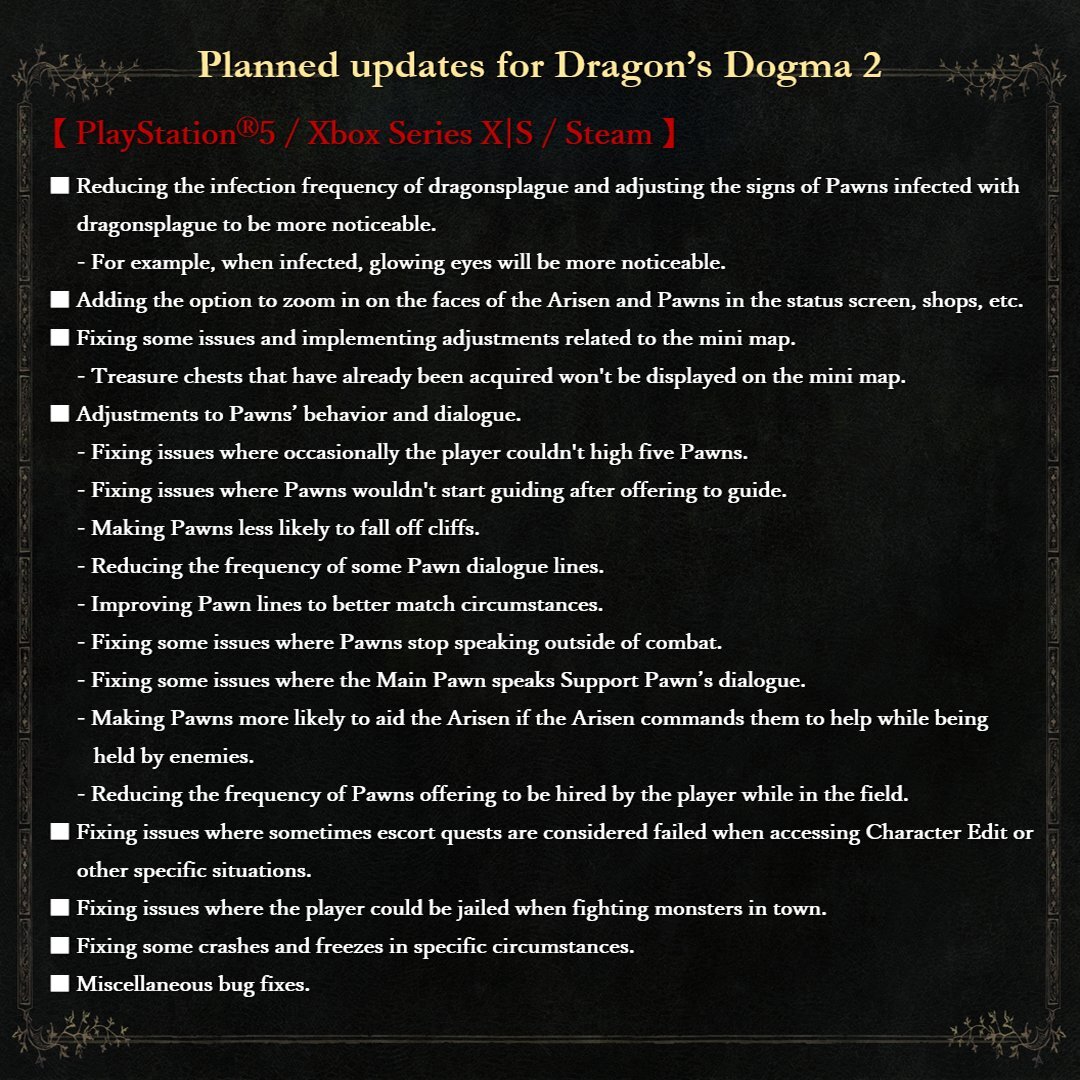 اینها همه تغییراتی هستند که در Dragon's Dogma 2 به عنوان بخشی از به روز رسانی برنامه ریزی شده برای اواخر این ماه انجام می شود.