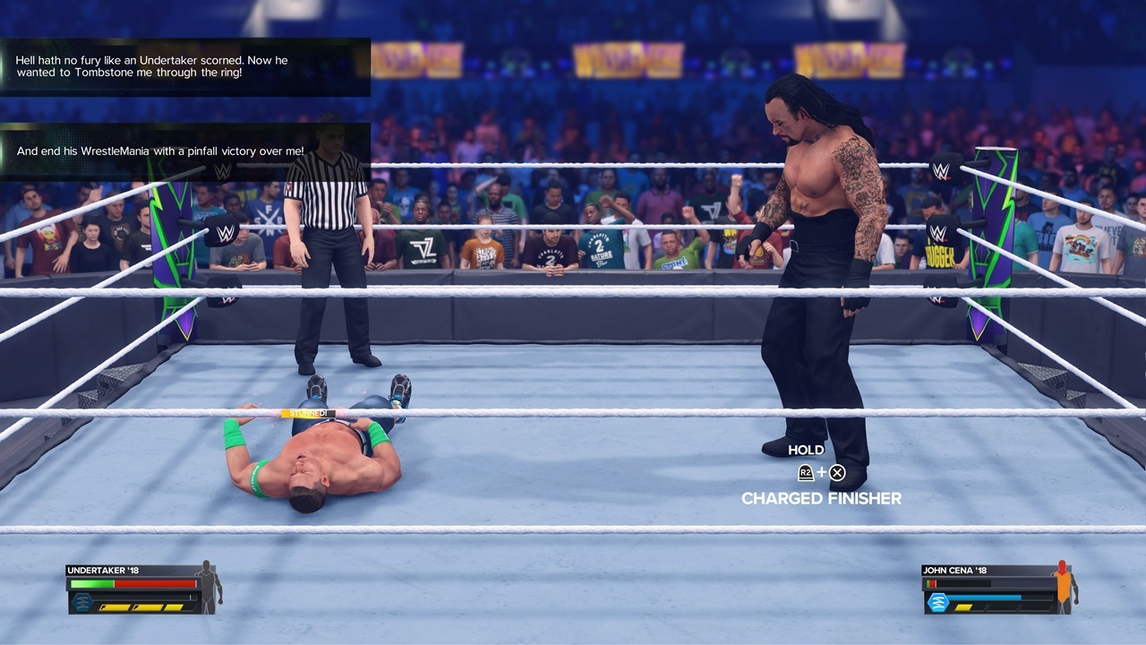 The Undertaker scores a quick win against John Cena in their WrestleMania match.