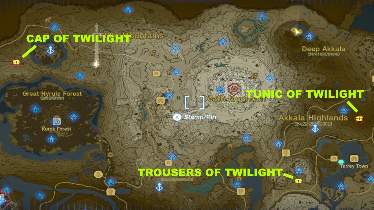 Twilight Set item locations map