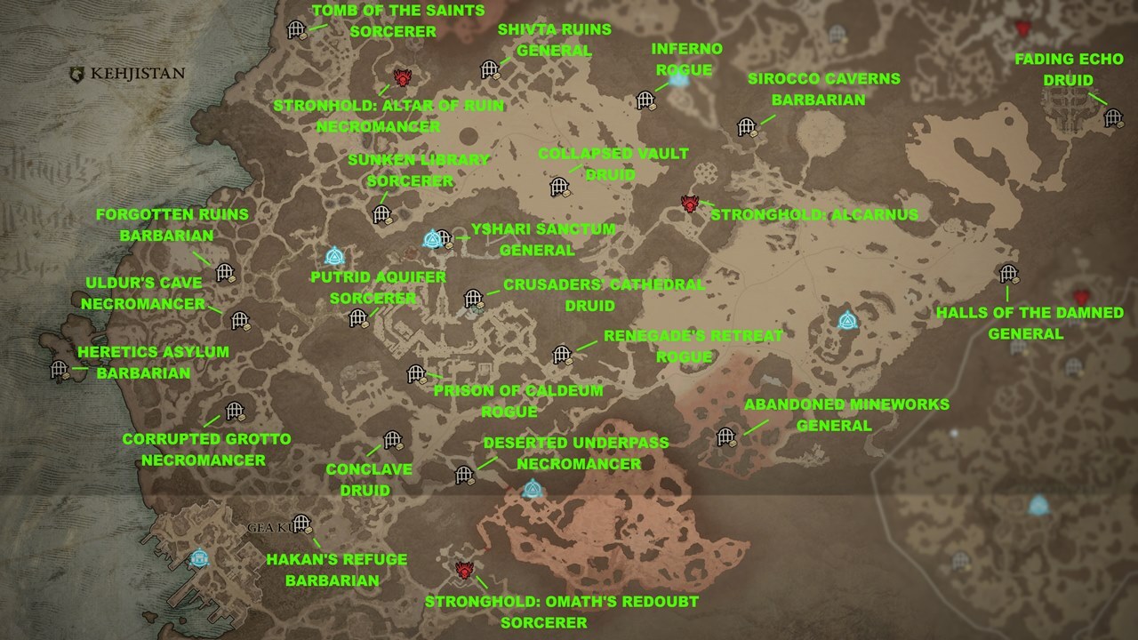 Kehjistan dungeons map