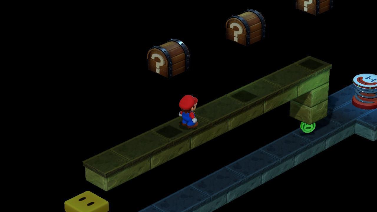 There are three item blocks in this room in Pipe Vault. Two of these are Hidden Treasures.