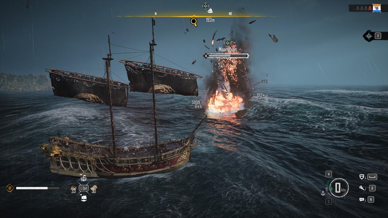 El Barco Fantasma seguía girando, así que seguimos disparándole a quemarropa.