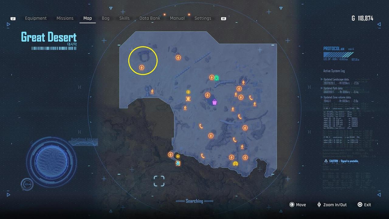 A map showing the location of the Encounter side quest objective.