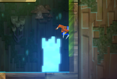 An odd sheen covers walls which the player character cannot latch onto.