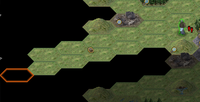 With cybernetic optical augmentation, good weather AND binoculars, the player character can see up to a prodigious distance of five tiles away.