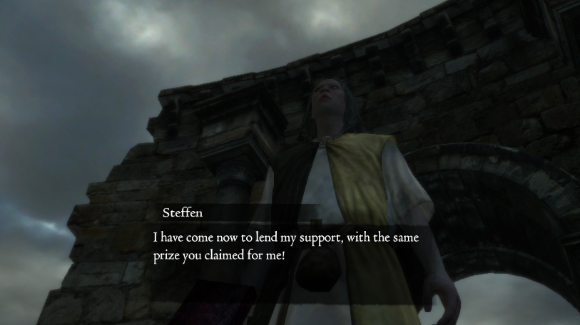 There are not a lot of quests where grateful NPCs from other quests appear to help the player. They do not provide much assistance, however, no thanks to lousy behaviour scripting.