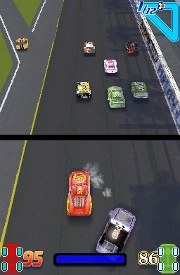 In game action from one of the Piston Cup races