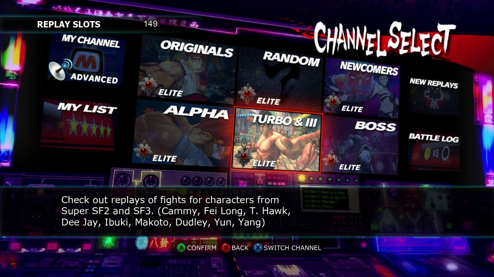 Street Fighter IV breaks replays into different character groups, as well as an all-encompassing new replays board.