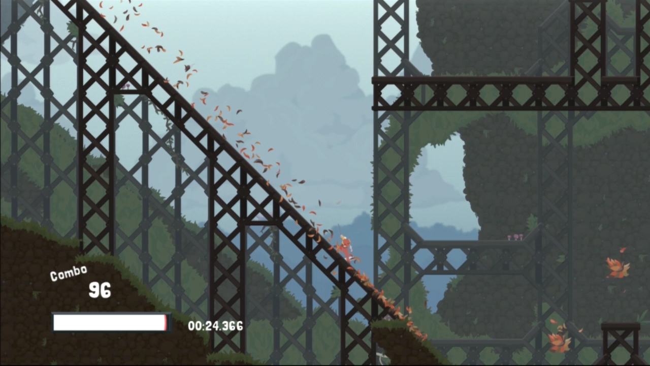 There are plenty of secret areas to discover in Dustforce. There's even one on that little ledge up there.