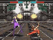 The game uses a three-button setup for punches, kicks, and throws.