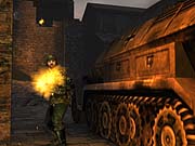 Enemy soldiers will react to your actions, including taking cover behind walls and tanks.