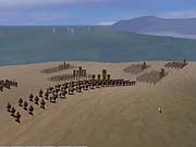 The Mongols fight their way into Japan from the beach.