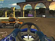 World Kart 2002's outdoor environments are beautifully lit and handsomely appointed.