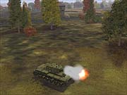 A Russian tank opens fire.