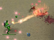 You'll control a variety of green plastic troops, such as this flamethrower.