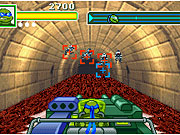 Four of the 17 stages are minigames. Here, Leo is piloting a tank in the sewer.