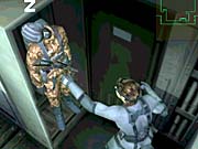 MGS2 is loaded with gameplay twists. Here Snake shoves a knocked-out guard into a locker for safekeeping.