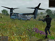 The V-22 Osprey is one of the more unusual vehicles included in Soldner.