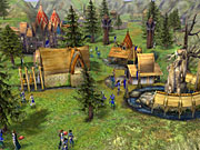 A thriving settlement of elves in SpellForce.